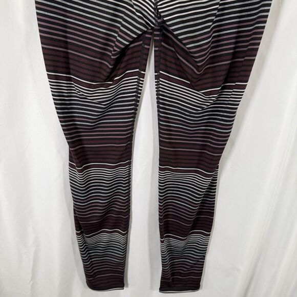 Athleta leggings Women's medium Purple Pink Striped Pull On High Rise - Picture 9 of 10